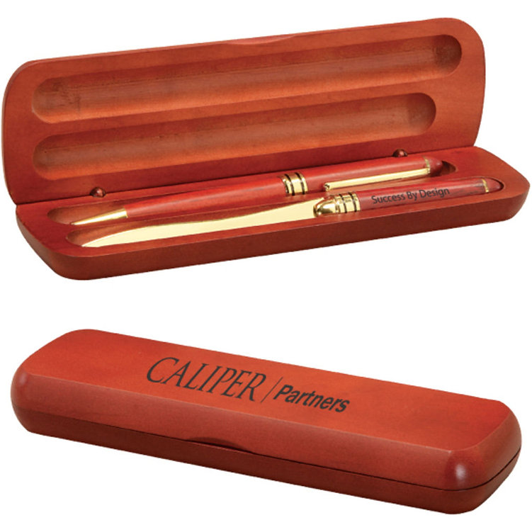 Rosewood Pen and Letter Opener with Case